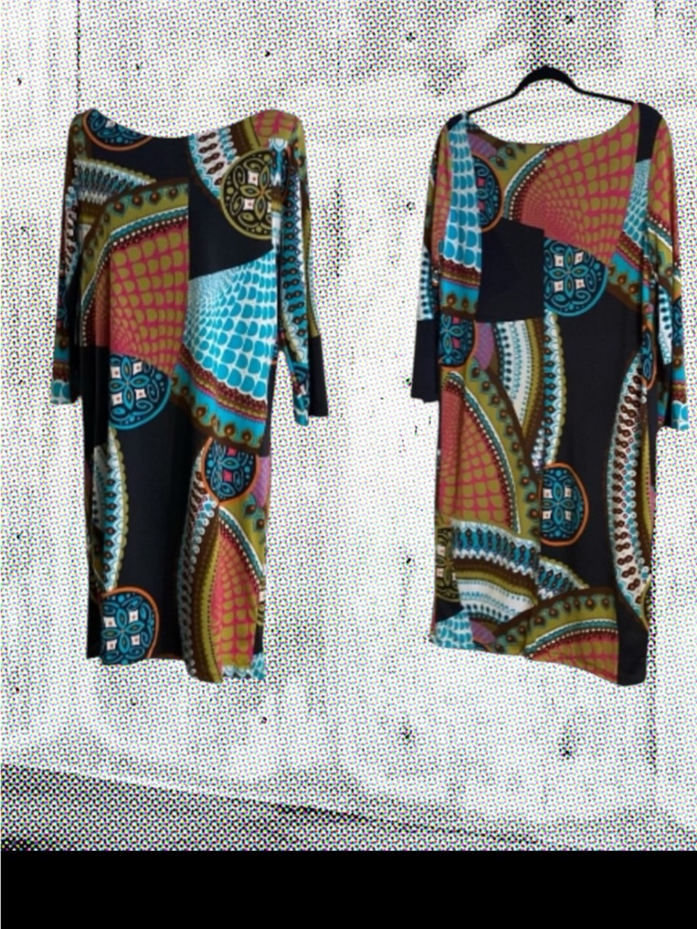 Midi Dress with Multicolor Abstract Print